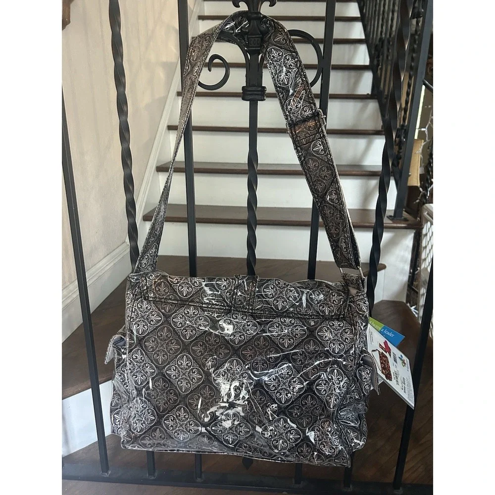 Kalencom New Orleans Diaper Bag Fleur de lis Black/Silver/Gold Eco-friendly